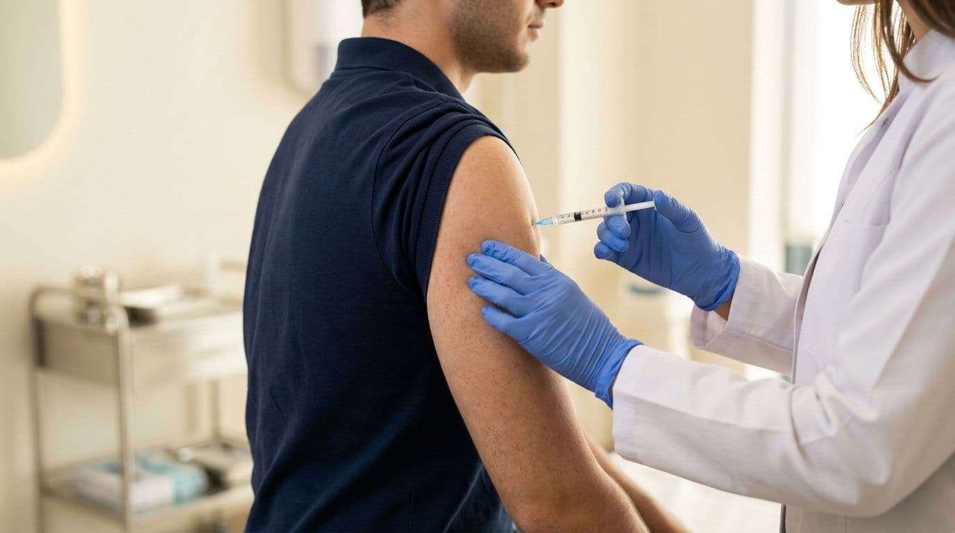 HPV enfeksiyonuna ve makat siğillerine karşı korunma amacıyla yetişkin hastaya HPV aşısı uygulanması.