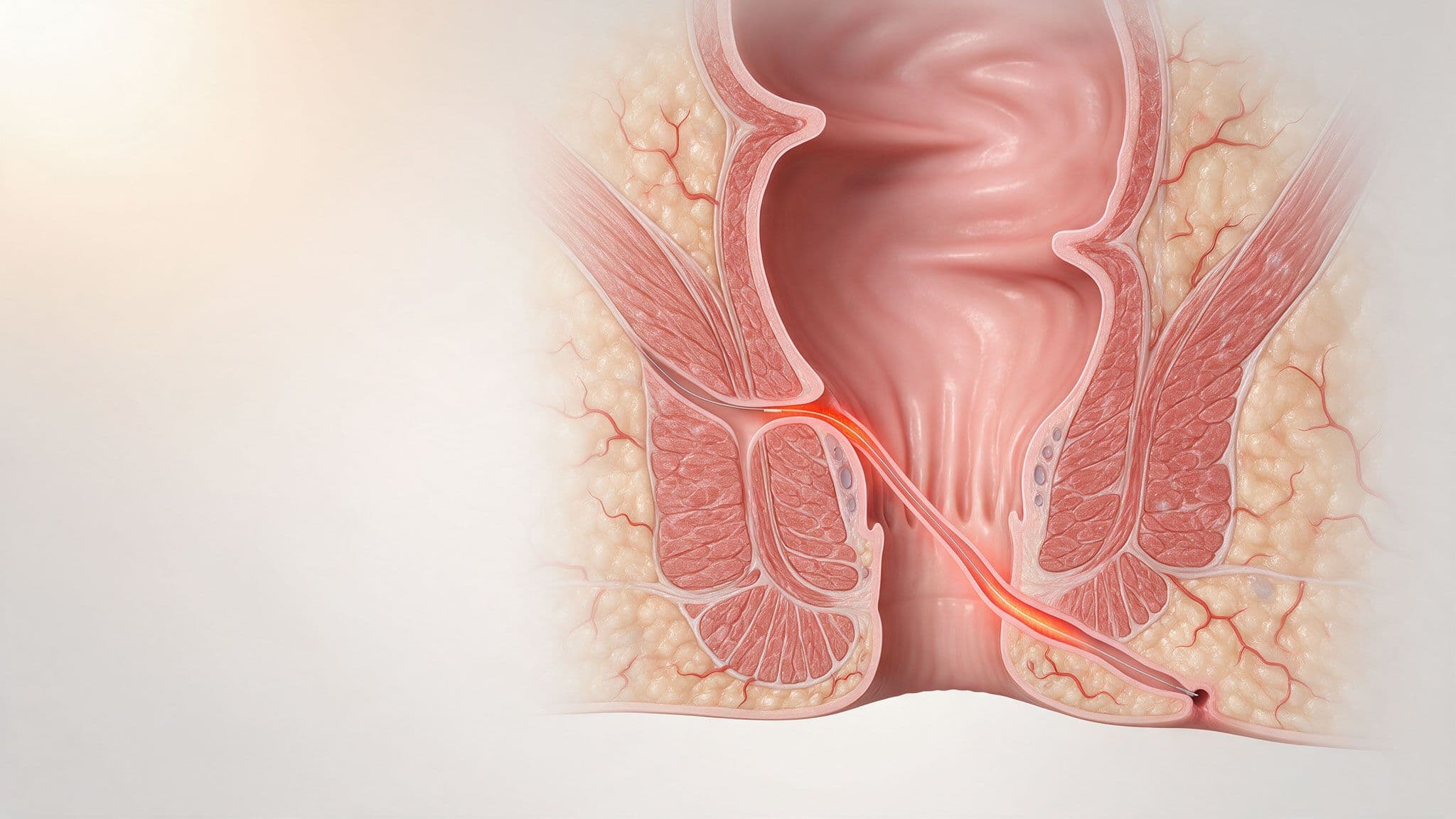 FiLaC lazerle anal fistül tedavisinde fistül kanalı ve makat kaslarının anatomik gösterimi